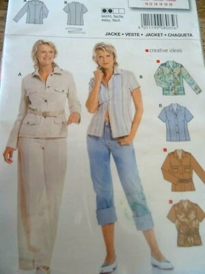 8065 PATRON  BURDA 2 CREATIONS  VESTE CHEMISETTE CHIC  .. 38 AU 48  - Photo 1/2