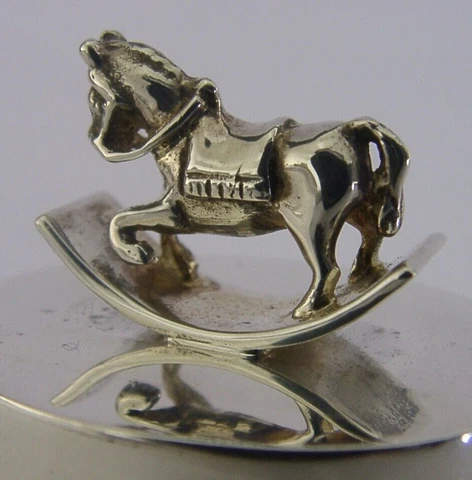 BOXED MINT SCOTTISH STERLING SILVER ROCKING HORSE BOX 2004 LINKS Cover