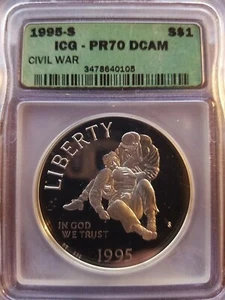1995-S Civil War Commemorative Silver Dollar, ICG PR-70 - Picture 1 of 2