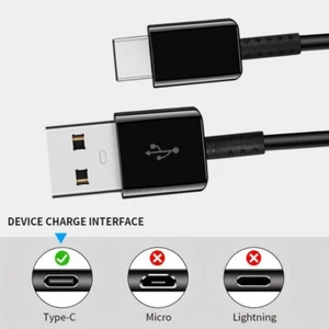 USB Type C Cable, USB A to USB C 3A Fast Charging 1 meter - Picture 1 of 3