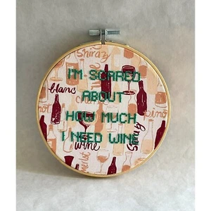 "I Think You Should Leave" TV Quote Completed Cross Stitch About Wine! - Picture 1 of 5