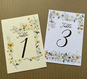 Prado de flores silvestres NÚMEROS DE MESA tarjetas follaje vegetación rústico asientos de boda - Imagen 1 de 9