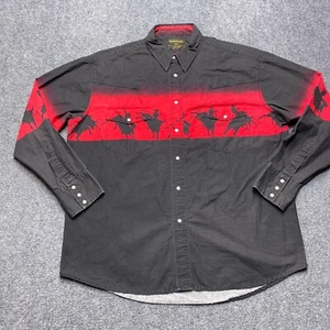 Vintage Rustler Shirt Mens XL Red Black Pearl Snap Cowboy Western Rodeo Ranch - Picture 1 of 8