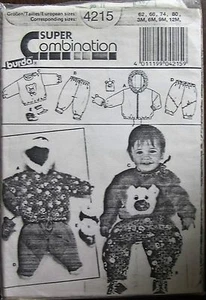 Burda Sewing Pattern no.4215 sizes 3M, 6m, 9m, 12m, toddlers Combinations - Picture 1 of 2