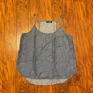 ANA Damen Bluse Größe XL blau leicht Chambray Tasche ärmellos - Bild 1 von 9