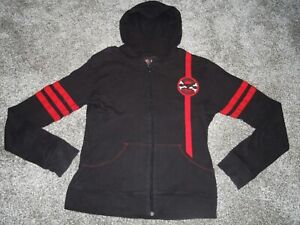 VTG "EMILY THE STRANGE" 2004 BLK/RED ZIP-UP HOODIE/EMILY CAT PATCH SZ XL