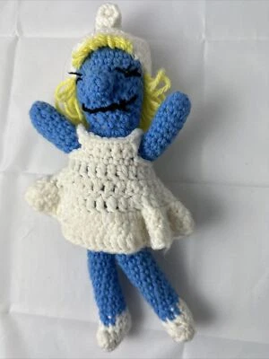 Vintage CROCHET DOLL SMURFETTE 1980'S HOMEMADE 10" - Image 1 of 4