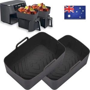 2PCS Square Air Fryer Silicone Pot For Ninja-Foodi Dual Air Fryer Accessories - Picture 1 of 16