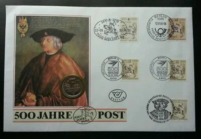 [SJ] Germany Berlin DDR Austria Belgium Joint Issue 500th 1990 FDC (coin cover) - Image 1 of 4
