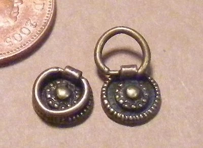 2 Antiqued Brass Round Drawer Pull Handles Dolls House 1:12 Scale Accessory 719 - Image 1 of 4