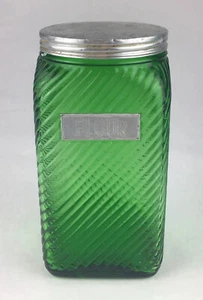 Vintage Owens Illinois Bidoni Verde Girocollo Hoosier Vetro FINA Alto 7" - Foto 1 di 17