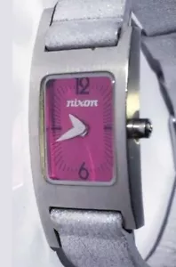 Nixon Watch The Wrap Tight Silver Leather Band Fuchsia Face Steel Case Blue Acce - Picture 1 of 12