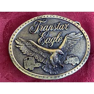 Vtg TRANSTAR EAGLE Great American Trucker Solid Brass Belt Buckle Lewis Buckles - Picture 1 of 8