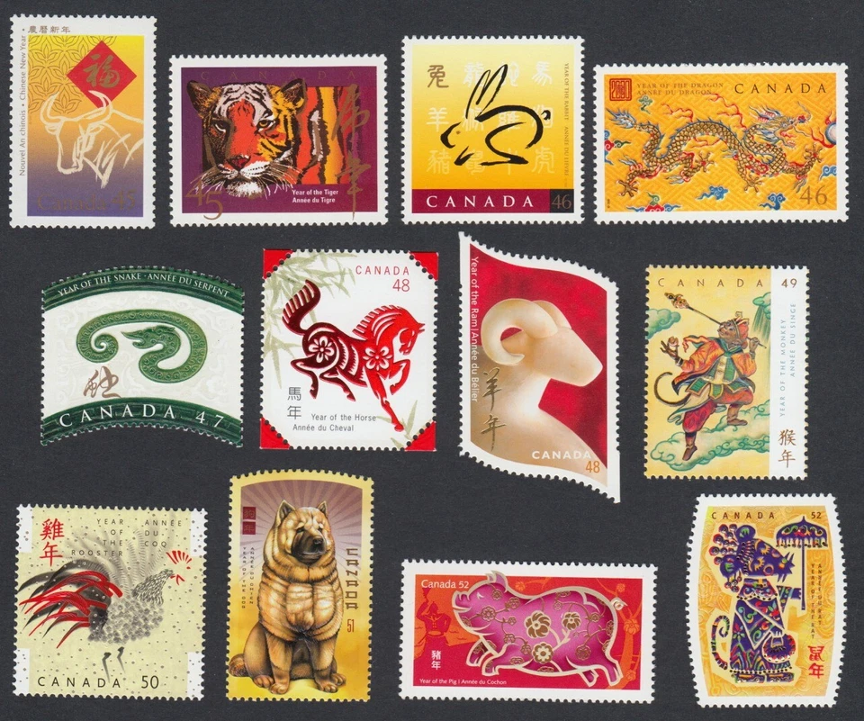 CHINESE ZODIAC = FIRST FULL LUNAR 12 NEW YEAR CYCLE = MNH Canada 1997-2008 - Image 1 of 1