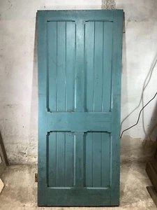 35 5/8"X 84 5/8" 1930s Internal Painted Pitch Pine Four Panel Door 2over2 Old - Picture 1 of 12