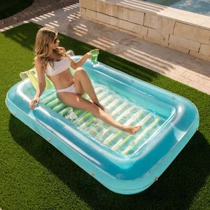 Aufblasbare Bräunung Pool Liege Schwimmer mit Kissen, 70" x 46", blau - Bild 1 von 12