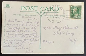 Tarjeta postal de Bennettsburg (DPO), Nueva York - enviada por correo el 30 de enero de 1911 a Wellsburg, Nueva York - Imagen 1 de 2