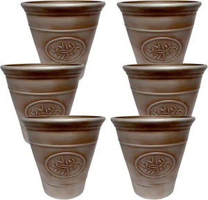 Maceta de jardín de plástico plateado con diseño de hoja de barril de 30 cm 14 L maceta ligera - Imagen 1 de 26