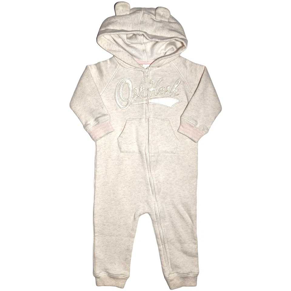 Oshkosh 1 pieza Con Capucha Beige 18 Mos Conjunto Con Capucha Orejas de Oso Longall Mameluco 1 pieza Niña Foto 1 de 4