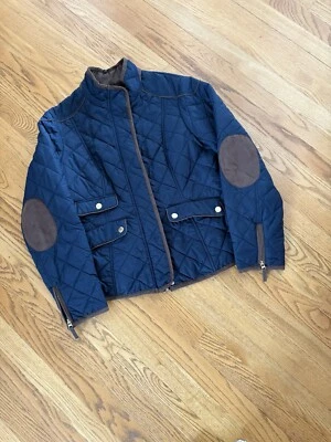 Quilted Jacket with Suede Trim Hunting Coat Hippie Brand Size Medium Navy Blue - Image 1 of 4