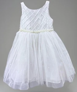 Gorgeous White Formal flower girls Sequin Sweet Heart Rose Girls Dress Size 5 - Picture 1 of 16