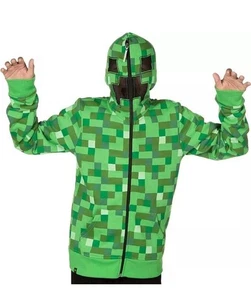 NWOT Minecraft Sweatshirt Kids Small Green Full Zip Hoodie Pocket Creeper Jimx - Picture 1 of 4