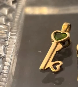 10k NF Stamped Gold Gemstone Key-shaped Charms - Picture 1 of 6