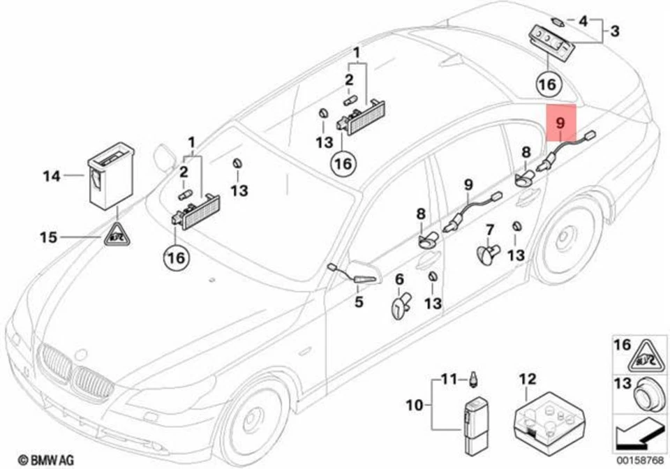 Panel de moldura de puerta módulo LED genuino BMW E60 E61 520d 520i 523i 523Li 63316929662 Foto 1 de 1