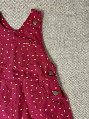 Vestido feminino vintage OSHKOSH rosa margarida Vestbak 6x macacão jeans babadores - Imagem 1 de 4
