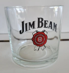 1 JIM BEAM CLEAR ROUND WHISKEY GLASS 3.75 INCHES HOLDS 14 OZS - Picture 1 of 5