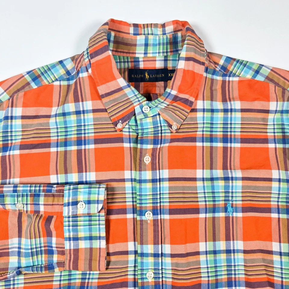 Рубашка на пуговицах мужская Polo Ralph Lauren XXL клетчатая оранжевая Madras Tartan - Изображение 1 из 4