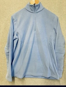 Neu ohne Etikett Lands End OEKO-TEX Damen 1/4-Reißverschluss Fleecepullover babyblau Größe 10-12 Medium - Bild 1 von 8
