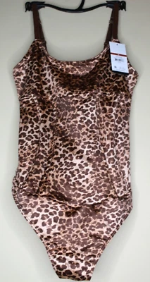 Intimates Sofia Vergara Satin Sculpting Corset Thong Bodysuit M Animal Print - Image 1 of 4