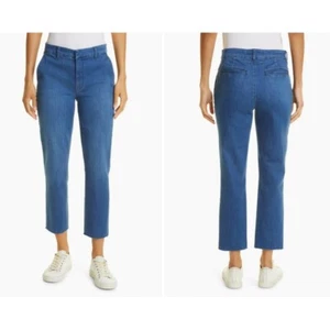 Frank & Eileen Damen The Italian Chino 1975 blaue Waschung Denim roher Saum Größe 0 - Bild 1 von 9