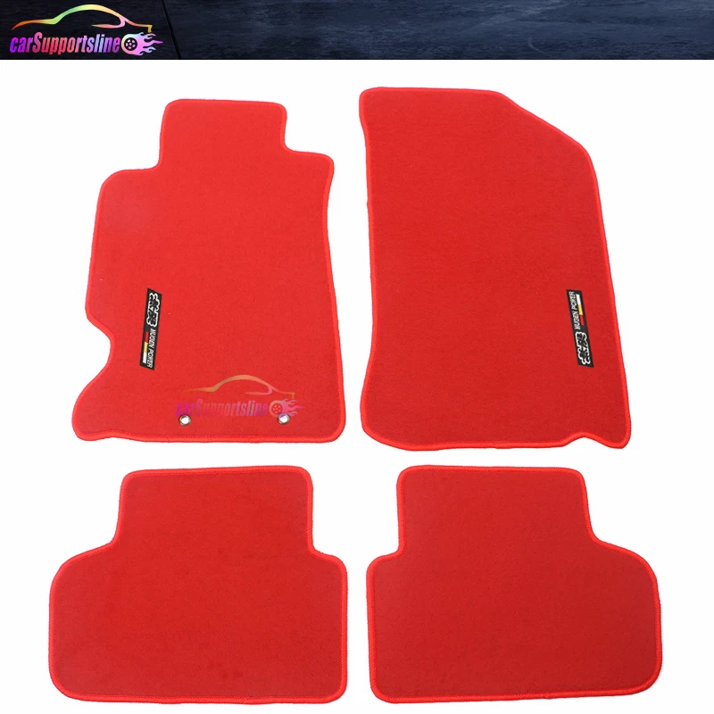 Fits 02-06 Acura RSX Red Nylon Non-slip Floor Mats Carpets w/ Emblem - Image 1 of 1