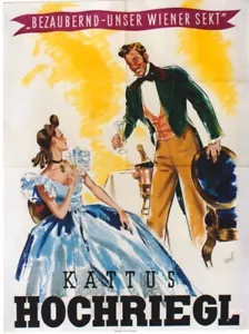 Original vintage poster KATTUS HOCHRIEGL SPARKLING WINE c.1960 - Picture 1 of 1