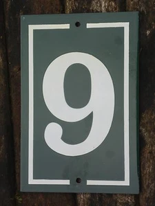 PLAQUE EMAILLEE NUMERO DE RUE EMAIL VERITABLE 800°C N° MAISON 9 Vert FAB FRANCE - Picture 1 of 1