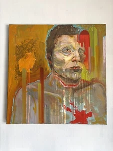Original Oil Painting Unique Surreal Abstract Expression Portrait Art by Mikah - Picture 1 of 14