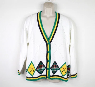 Vintage EP Pro Sweater Cardigan Womens Large Ribbed V-Neck Preppy Golf Outdoor - Image 1 of 4