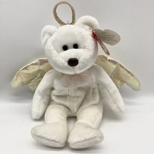 Retired TY Halo the Angel Bear Beanie Baby - Very Rare W/Brown Nose and Errors - Picture 1 of 10