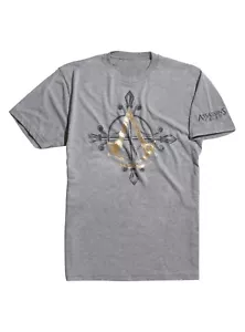 Assassins Creed Men's Gold Foil Logo Licensed T-Shirt Heather Gray LARGE New - Picture 1 of 3