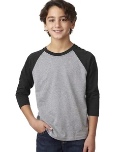 Next Level Apparel Youth CVC 3/4 Sleeves Raglan Crew Neck T-Shirt 3352 XS-XL - Picture 1 of 11