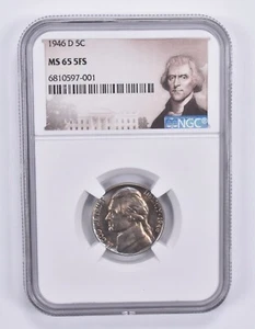 1946-D Jefferson Nickel MS65 5FS NGC Special Label - Picture 1 of 7