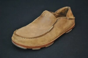Olukai Moloa Shoes Men's 10.5 Tan Brown Leather 7225SK - Picture 1 of 6