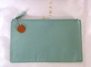 Graphic Image NEW Leather Zip Top Pouch Robin's Egg 