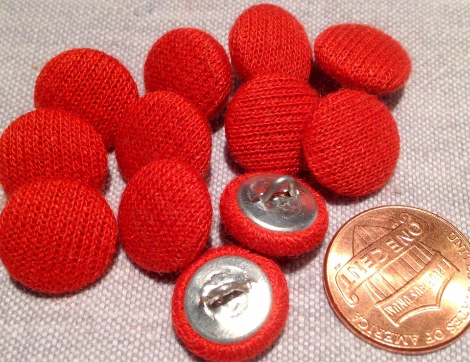 12 Knit Fabric Front Metal Back Shank Buttons Burnt Orange 13.5mm 9/16" # 7907 - Image 1 of 1