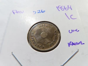S26 Perù 1864 Centavo Rara UNC - Foto 1 di 2