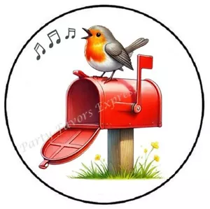 BIRD SINGING ON MAILBOX ENVELOPE SEALS LABELS STICKERS PARTY FAVORS - Picture 1 of 2