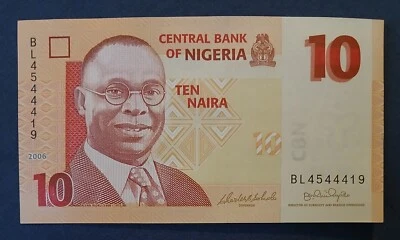 NIGERIA - 2006 - 10 NAIRA - BANKNOTE - BL4544419 - CIRCULATED - Image 1 of 2