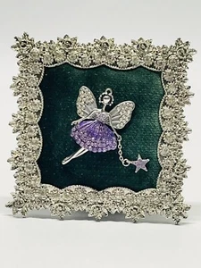 Fairy Whimsical Ballerina Tooth Fairy Jeweled Framed Art Decor Tahari Sparkley - Picture 1 of 5